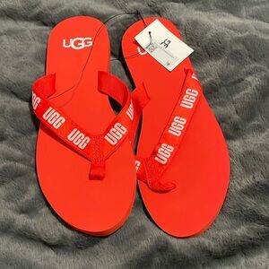 Orange UGG flip flops